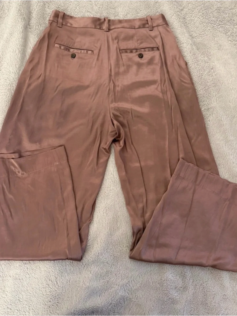 MADEWELL Silky Pleated Wide-Leg Pants in Rose Gold/Taupe color- Size 10